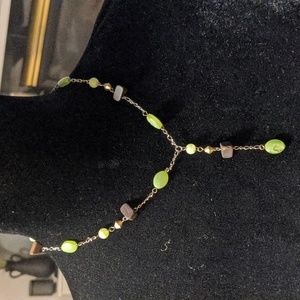 Beaded necklace green brown gold